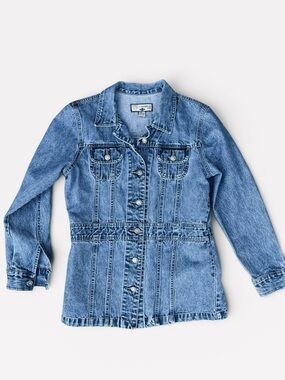 Caribbean Joe Longline 100% Cotton Denim Jean Jacket Shacket Utility Coat Medium